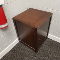 Dark Wood Side End Table Enclosed Storage Cabinet